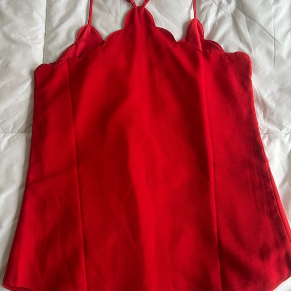 J. Crew Red Scalloped Women's Top - Picture 3 of 3